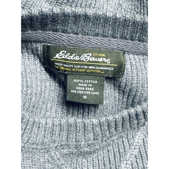 Eddie Bauer Ribbed Crew Neck Men's size Medium Gray Pullover Sweater Hong Kong - Picture 3 of 6